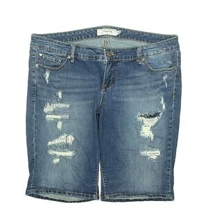 LAST CALL Torrid denim distressed shredded Midi knee Length shorts Women size 20